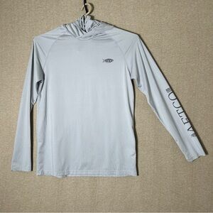 AFTCO Fishing Reaper Hoodie Mens Small Gray Performance Outdoors Stretch Aftech